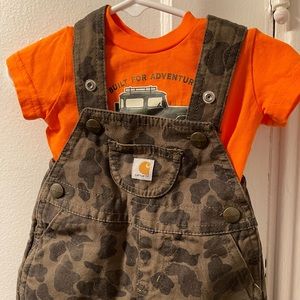 Like new Carhartt 2 piece onesie and overall set- 6 months